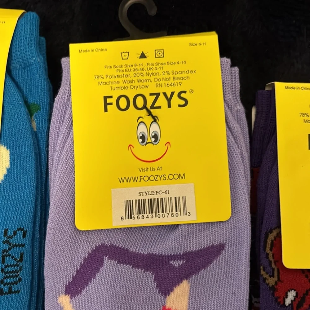 9 Pairs of Foozys Funny Socks size 9-11
